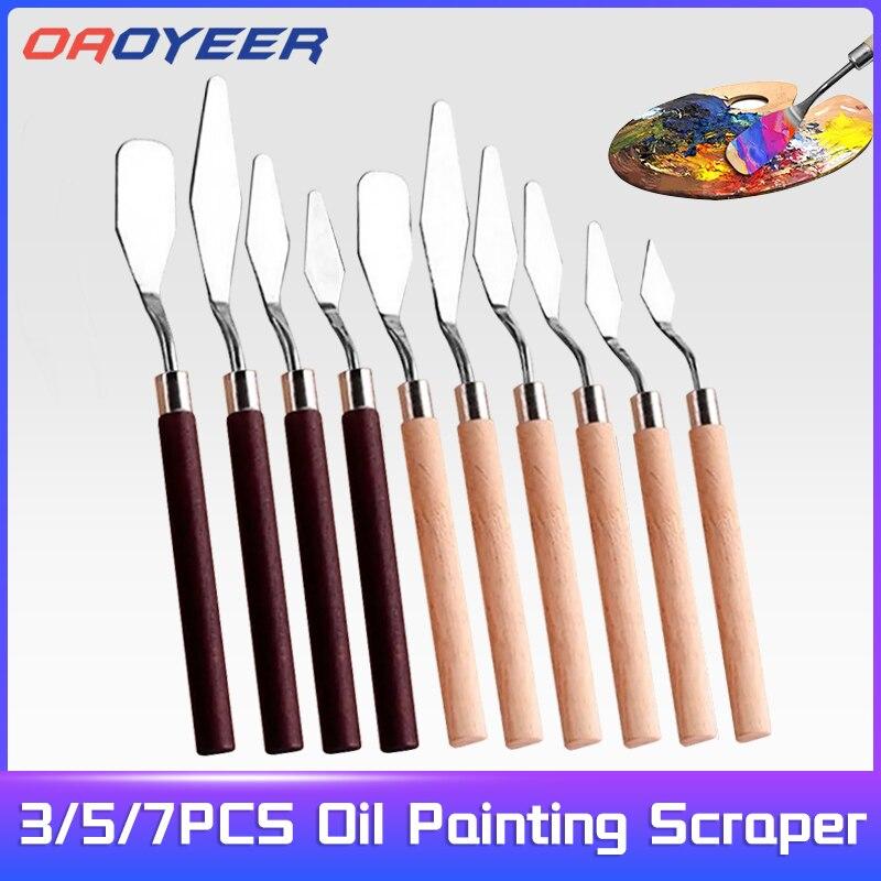 7 PC Stainless Steel Oil Painting Knife Art Crafts Water Knife Palette Knife Oil Painting Mixing Knife Scraper Art Tools LXY