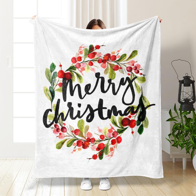 3D Christmas Elk Theme Flannel Throw Blanket Soft Lightweight Warm for Living Room Bedroom Bed Sofa Couch Kids Adults Gifts