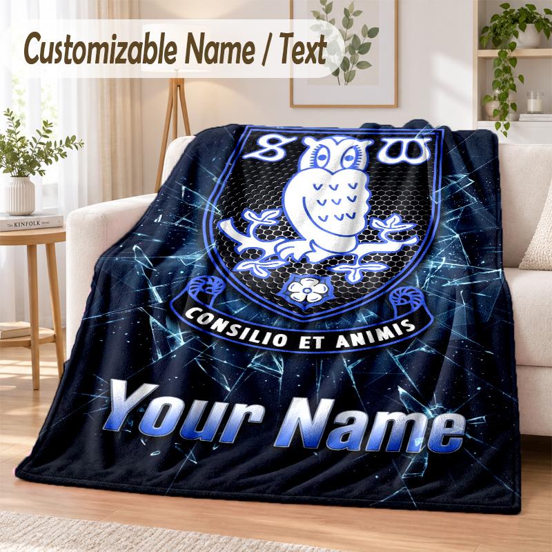 Custom Text Flannel Blanket Sheffield Wednesday FC Print Warm Cozy Blanket Home Sofa Bedding
