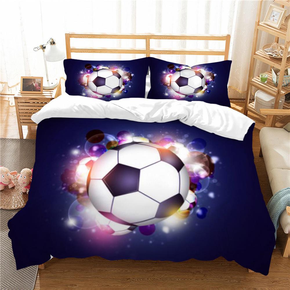 Gorący bubel wzór piłkarski zestaw narzut na pościel piłka nożna zestaw narzut na łóżko sportowe nastolatki pojedynczy rozmiar tekstylia domowe mikrofibra luksusowe zestawy pościeli