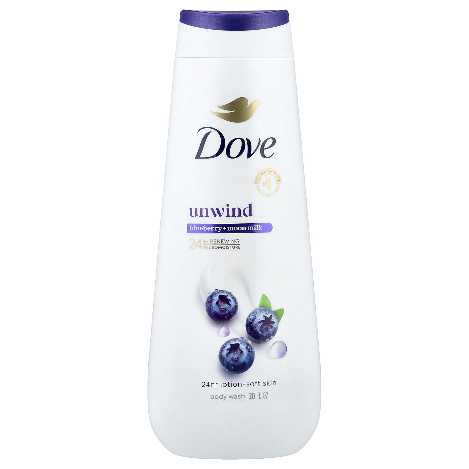 

Dove, Unwind Body Wash, Blueberry + Moon Milk, 20 fl oz