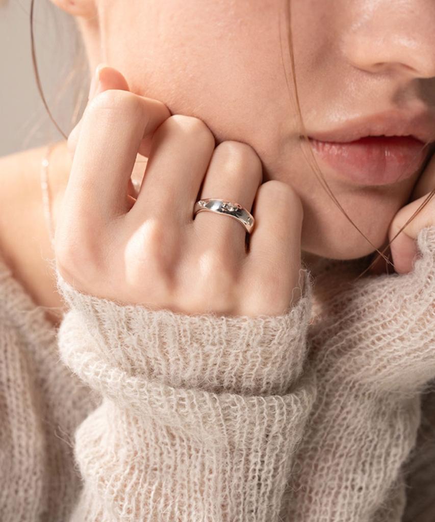 Jnui Organic Wave Ring Silver M