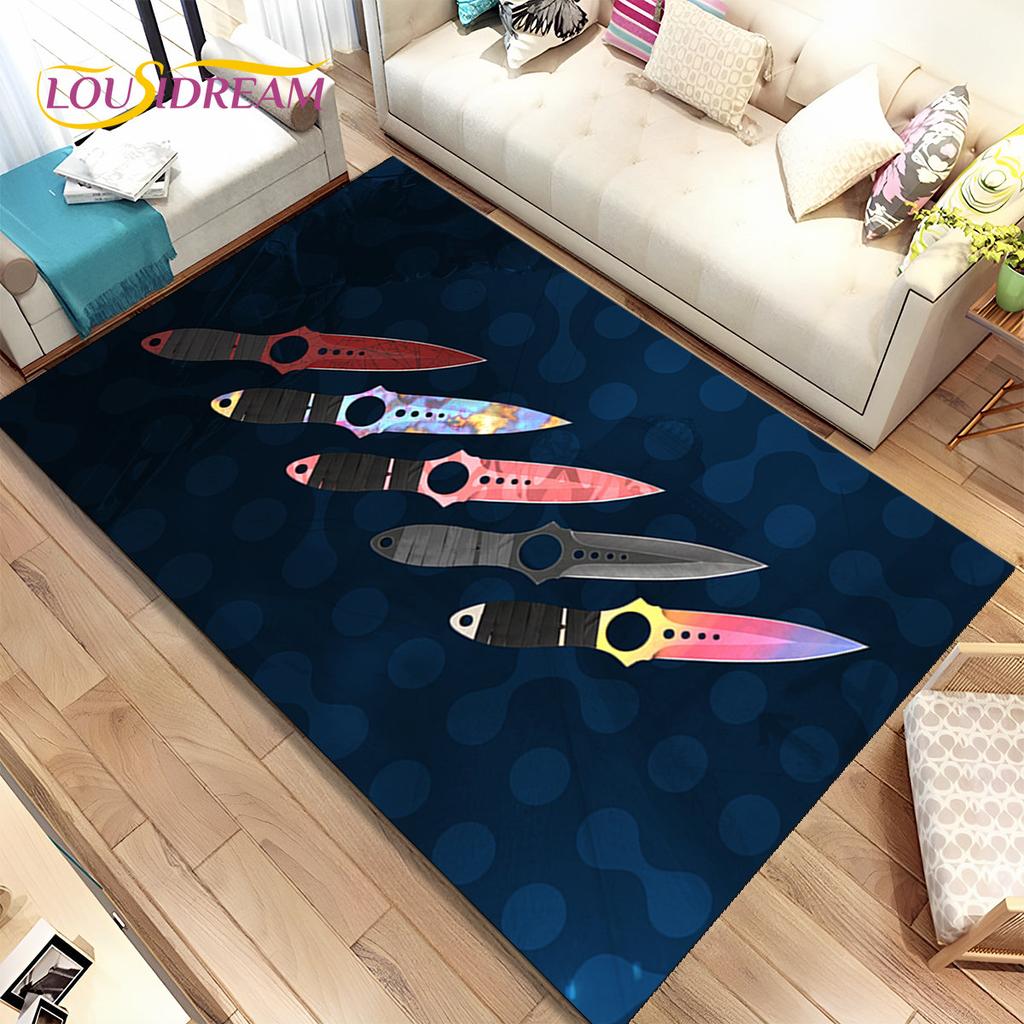 CS,knife,Swiss Knife Sword Games Area Rug,Carpet Rug for Home Living Room Children Bedroom Sofa Doormat Decor,Non-slip Floor Mat