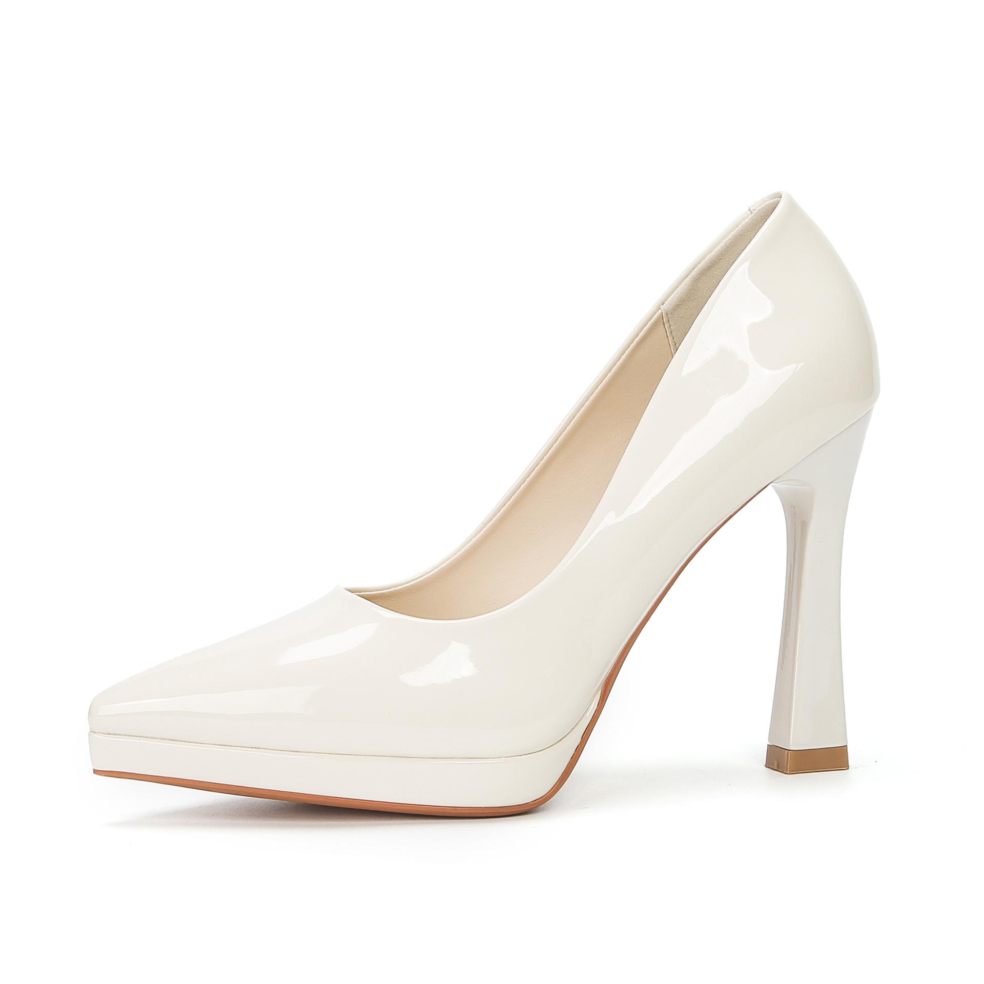 

8/10/12CM Women s Pointed Thin Heel High Heels Shoes Wedding Banquet Office Shoes Waterproof Platform Women s Singles Shoes 38