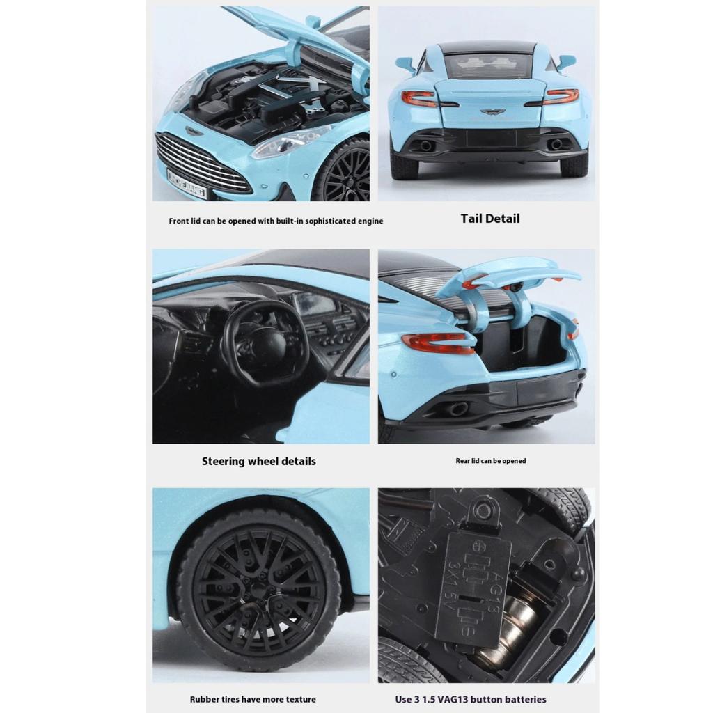 Maßstab 1/32 Aston Martin DB12 GT Sportwagen Legierung Diecast Metall Modellauto Ton und Licht Hobby Sammlerstücke Ornamente Geburtstagsgeschenk Jungen