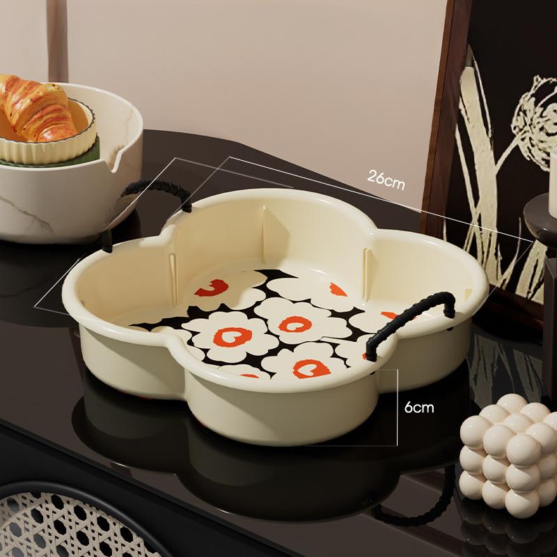 Four-grid Dried Fruit Box Cream Air-dried Fruit Plate Snacks Dried Fruit Candy Snack Plate Living Room Front Desk Fruit Plate Nut Plate