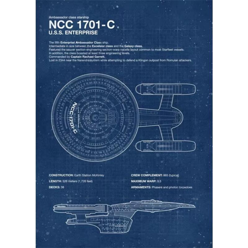 

Современные чертежи Star Trek Плакаты Печать на холсте Живопись Винтажные настенные картины для гостиной Украшение дома Cuadros 21cm×30cm NoFrame