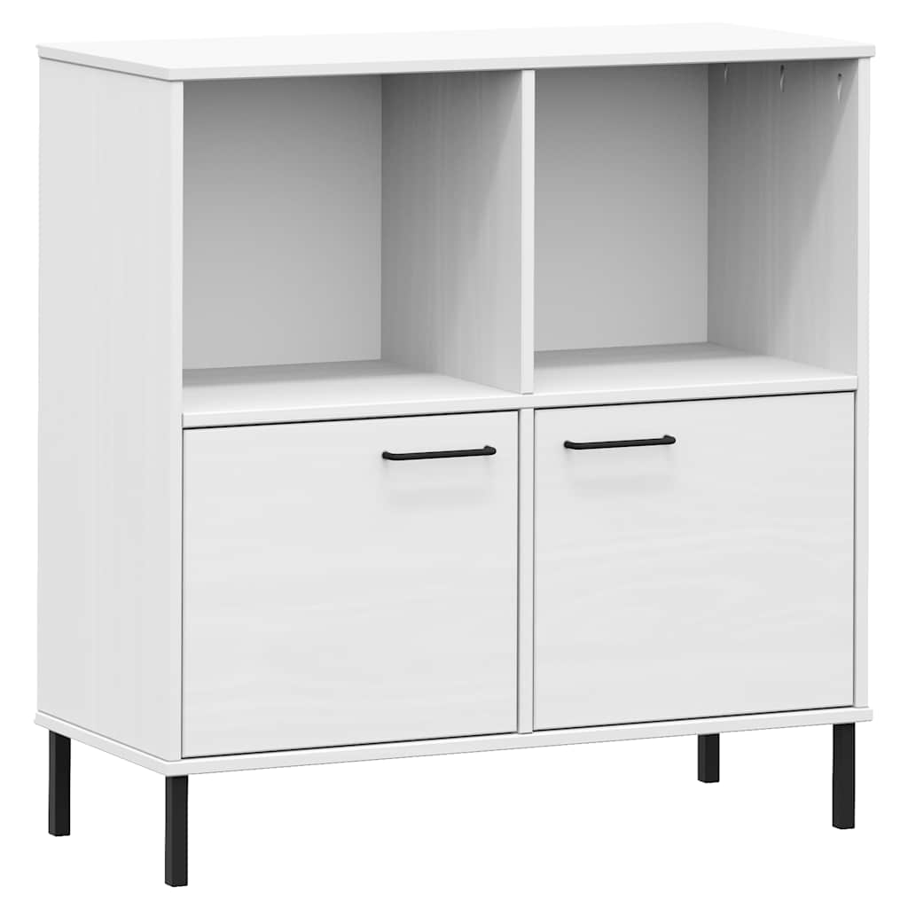 Vidaxl Regał Oslo, Metalowe Nóżki, Biały, 90X35X90,5 Cm, Lite Drewno