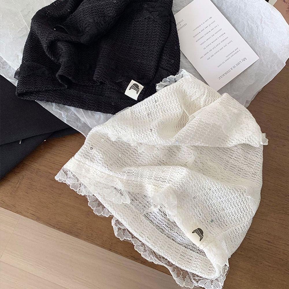 Breathable Beanies Hat Y2k Lace Skullies Hat Korean Fashion Beret Cap  Women Girls
