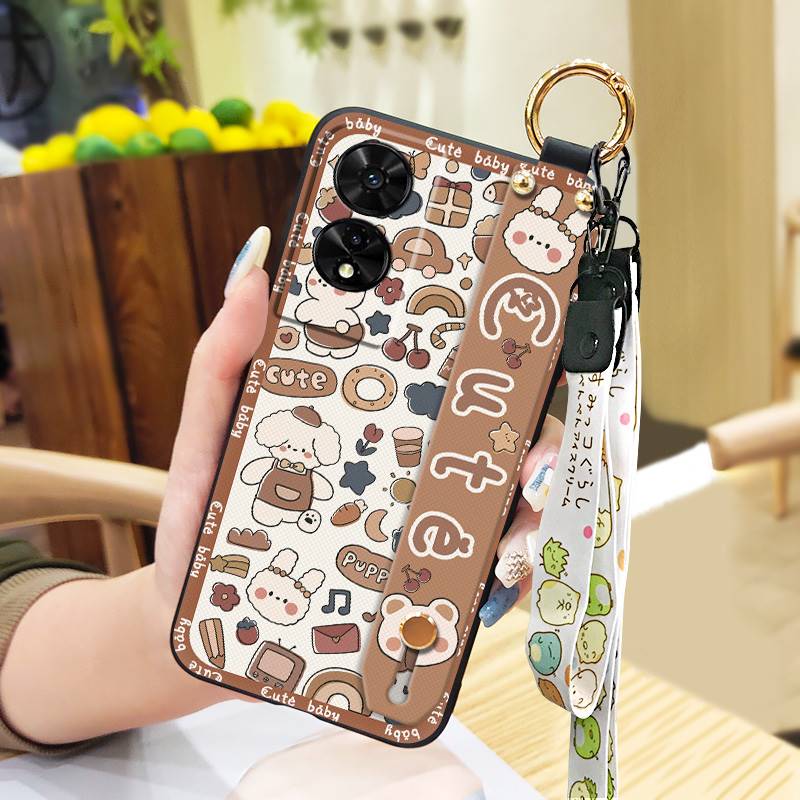 Weiche Hülle Stoßfeste Handyhülle Für TCL 505/T509K/T5094 Langlebiger Ständer Wasserdicht Trageband Cartoon Modisches Design Ring