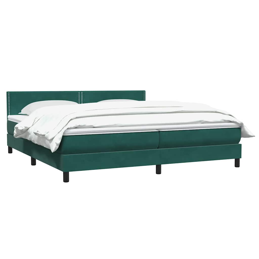 Box Spring Bed with Mattress Dark Green 180x220 cm Velvet