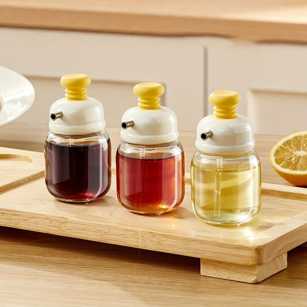 Press-top Glass Oil Bottle,Soy Sauce And Vinegar Condiment Bottle,Home Kitchen Spice Metered Oil Control Bottle