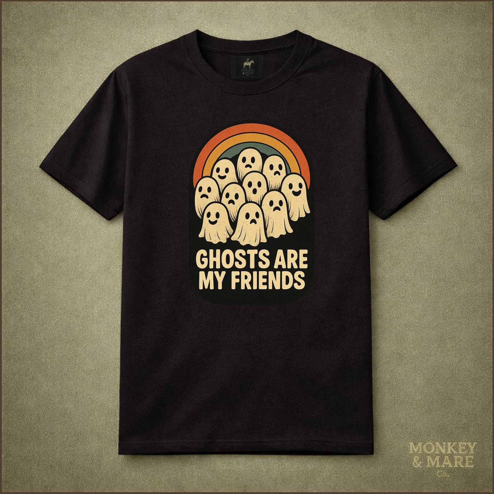 Cute Ghost Shirt, Ghosts Are My Friends, Spooky Introvert Halloween Graphic Tee S