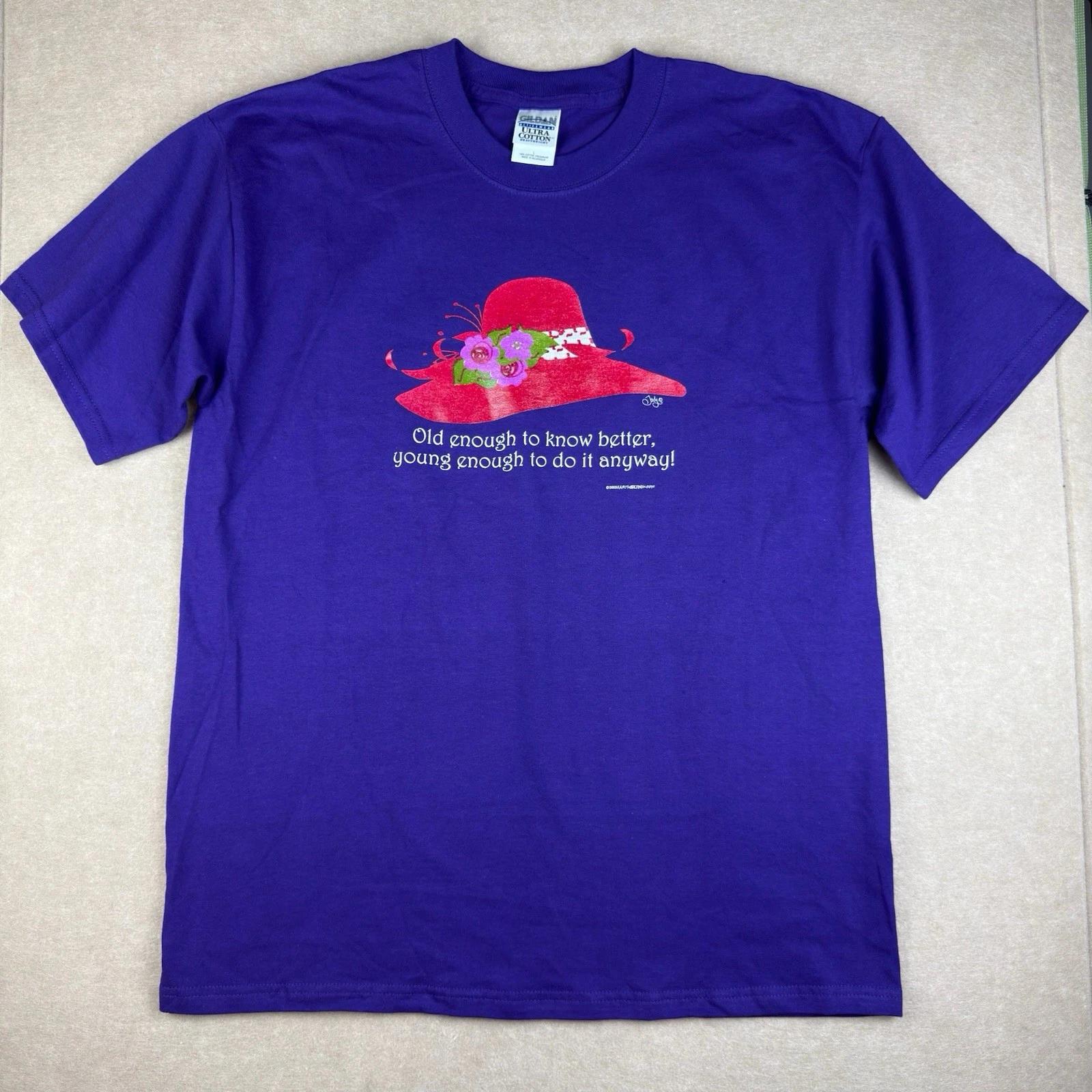 Y2K Quote Shirt L Purple Red Hat Funny Graphic Earth Sun Moon Statement Tee XL