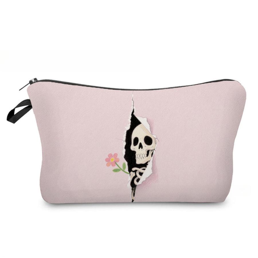 Women Skull Print Cosmetic Bag Toiletries Organize Travel Storage Case 6867 KTB