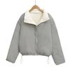 Womens Reversible Stand Collar Cotton Puffer Jacket Winter Casual Loose Fit Warm Coat