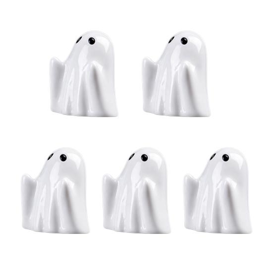 Piccole Sculture di Fantasmi in Resina 5 Pezzi Mini Figure, Fantasmini per Decorazione di Halloween, Accenti Decorativi per la Casa Gotica Ornamenti Spettrali Vasi a Gradini