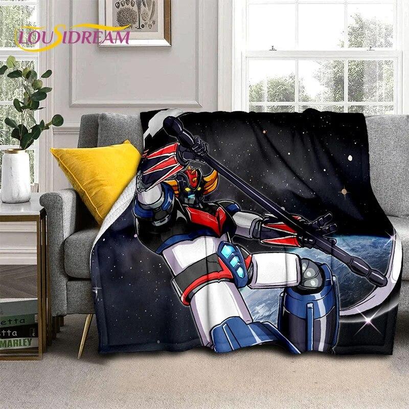 Cartoon UFO Robot Grendizer Anime Blanket,Soft Throw Blanket for Home Bedroom Bed Sofa Picnic Travel Office Cover Blanket Kids