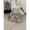 Sparkly Sequin Shoulder Bag Women Chic Streetwear Crossbody Handbag Medium Size Black