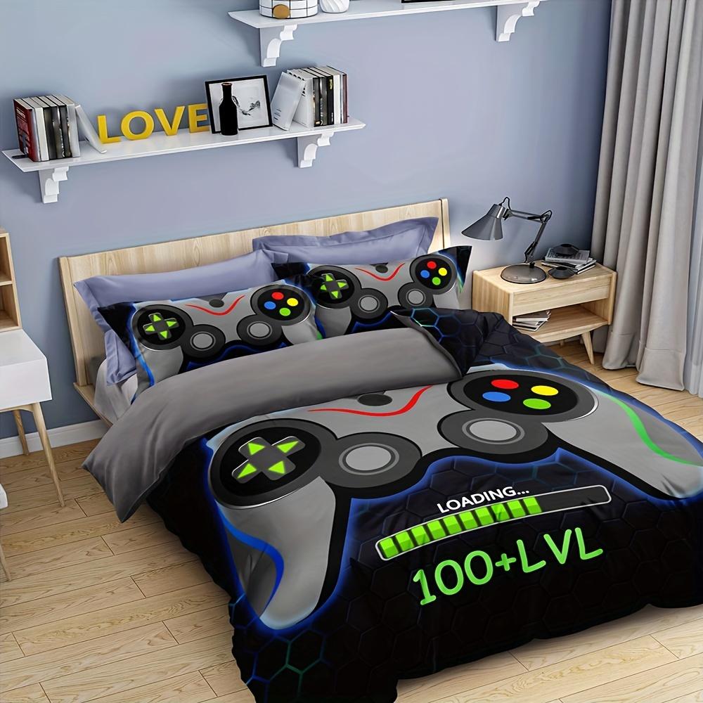 Bettwäscheset mit Cartoon-Gamepad-Aufdruck für Jungen und Teenager, weicher, bequemer Bettbezug für Schlafzimmer und Gästezimmer