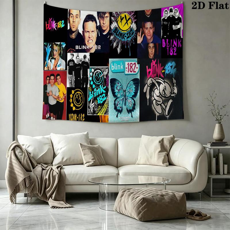 Blink-182 Wall Tapestry Aesthetic Wall Hanging Printed Fabric Blanket Decorative Tapestries for Bedroom Living Room Home Decor