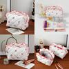Floral Cherry Cosmetic Bag With Breathable Polyester For Daily Use