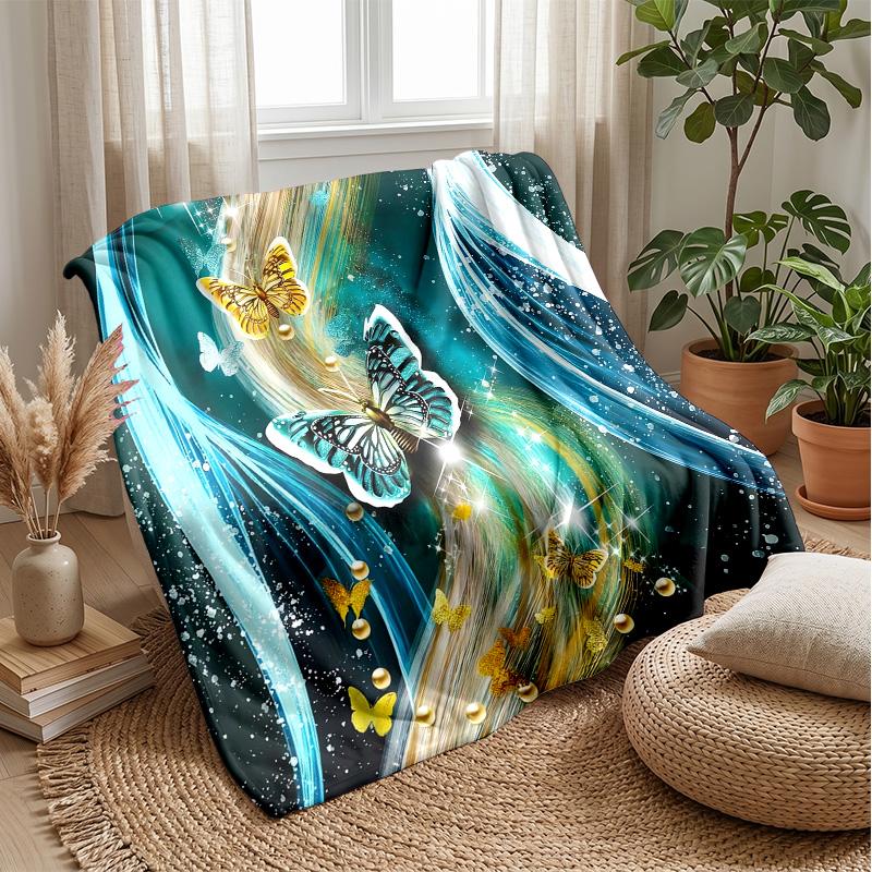Unicorns Among Flowers and Butterflies Theme blanket Lightweight Warm Flannel Blanket Decorative Throw Blanket for Home Decoration