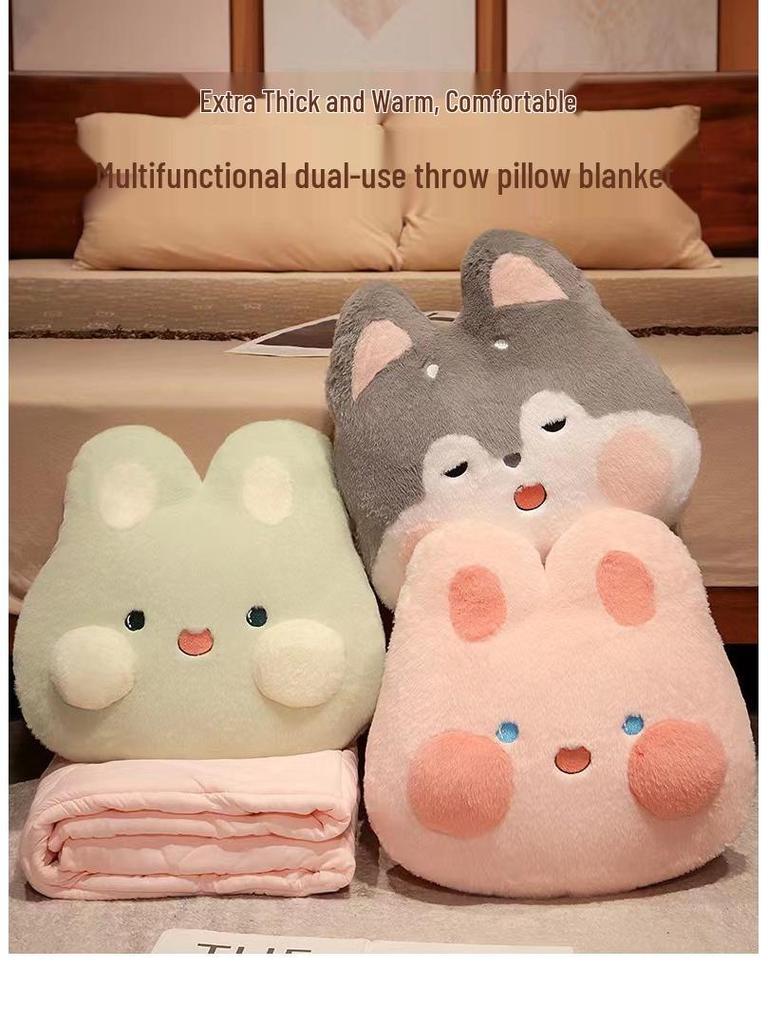 Thickened Foldable Nap Pillow & Blanket: Dual-Use Cushion Quilt for Office, Sofa, or Car - Free Shipping