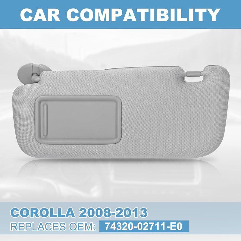Car Sun Visor with Makeup Mirror Suitable for Toyota Auris Corolla 2008 2009 2010 2011 2012 2013 #74320-02711-E0 Grey Beige
