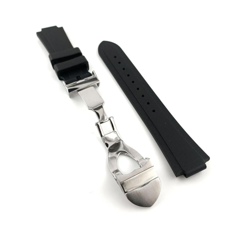 Used 22mm Domed Pelagos Rubber Strap Black Deployant Clasp [Compatible with] TUDOR Pelagos 25500, 25600, 25610, etc. Aftermarket Part