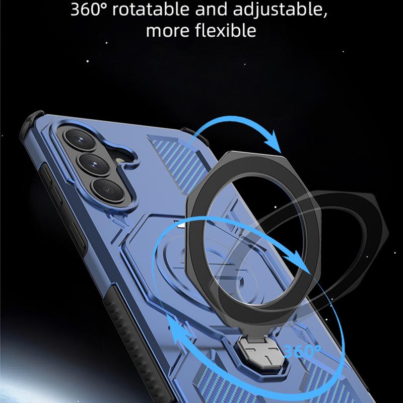 KEYSION Shockproof Magnetic Case for Samsung A57 5G A37 Silicone+PC Upright Live Metal Ring Stand Phone Back Cover for Galaxy A17 4G 5G