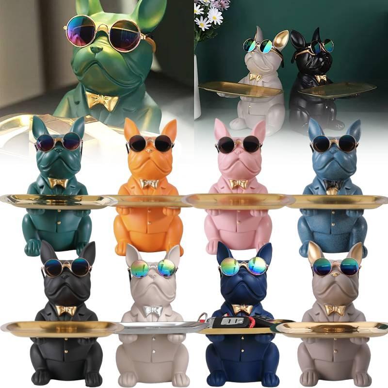 Modern Minimalist Bulldog Dog Key Tray And Storage Dish For Chic Home Decoration