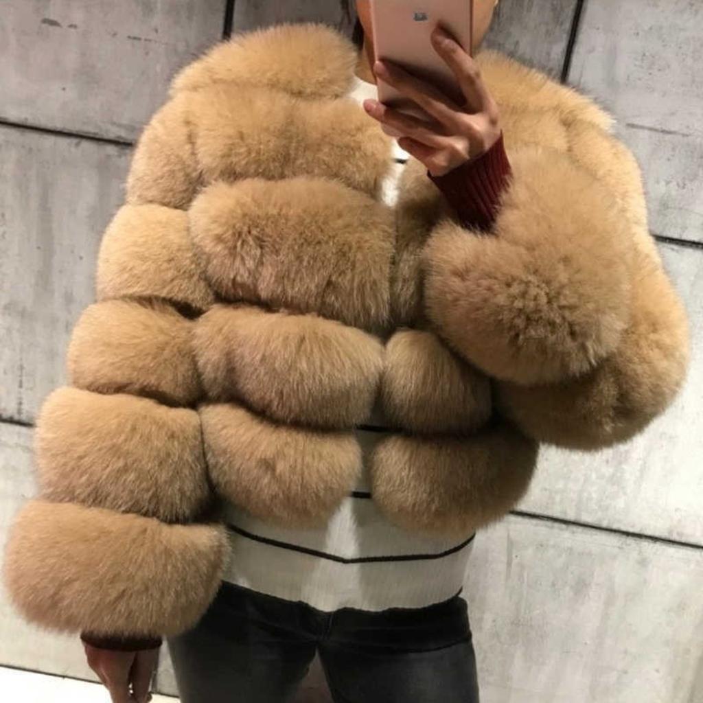 VAYLA Damenmode Kunstpelzmantel Super Heiß Herbst Winter Damen Kurze Kunstfuchs Fell Flauschige Jacke Hohe Qualität Top Damen Pelzmäntel