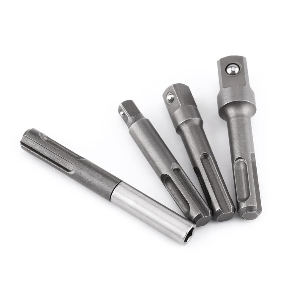 4 PCS 1/4 Inch 3/8 Inch 1/2 Inch SDS Plus Extension  For Drill and Handheld Driver