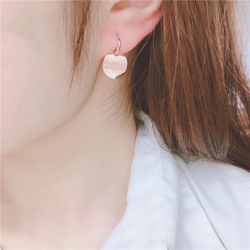 Exquisite Russian 585 Purple Gold Earrings Plated With Rose Gold Light Luxury Korean Version Shiny Small Fragrant Scale Earrings