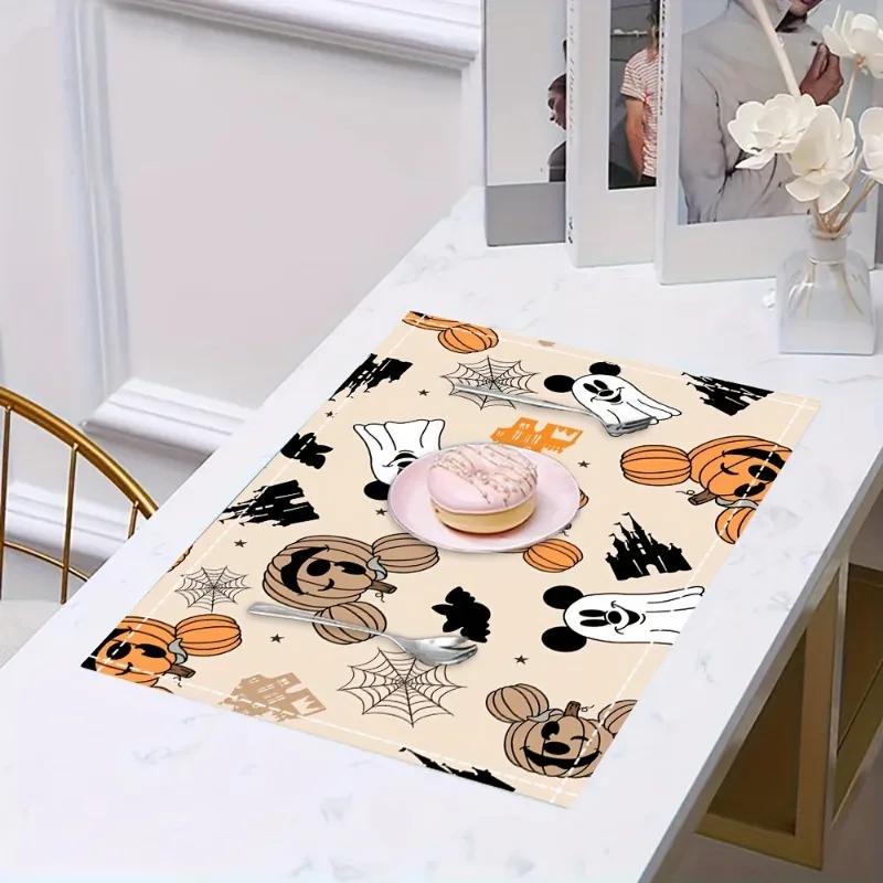 1PC Halloween Pumpkin Mouse Linen Meal Mat Set Machine Heat-resistant Very Suitable for Table Protection and Tabletop Non Slip