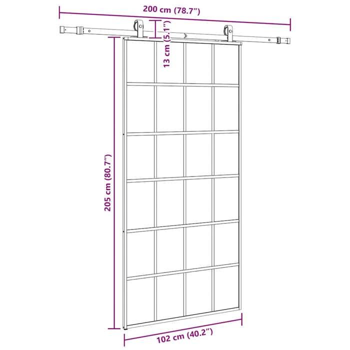 VidaXL Porte coulissante kit de quincaillerie noir 102x205cm verre ESG, porte intérieure, porte de grange intérieure, porte 3375855
