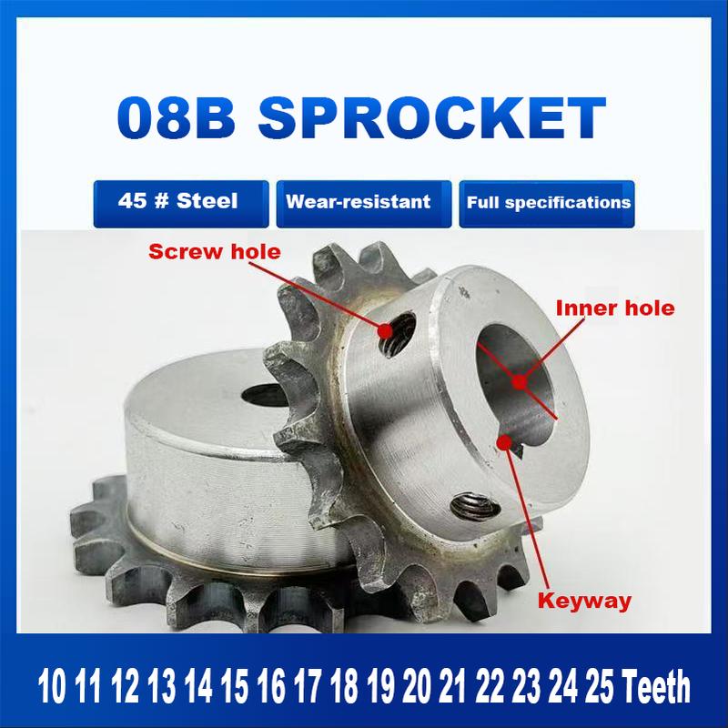 1Pcs 10/11/12-25Teeth 08B Sprocket Wheel Inner Hole 12-24mm 45# Steel Chain Gear Keyway 4mm 5mm 6mm 8mm Transmission Accessories 12mm (keyway 4mm)