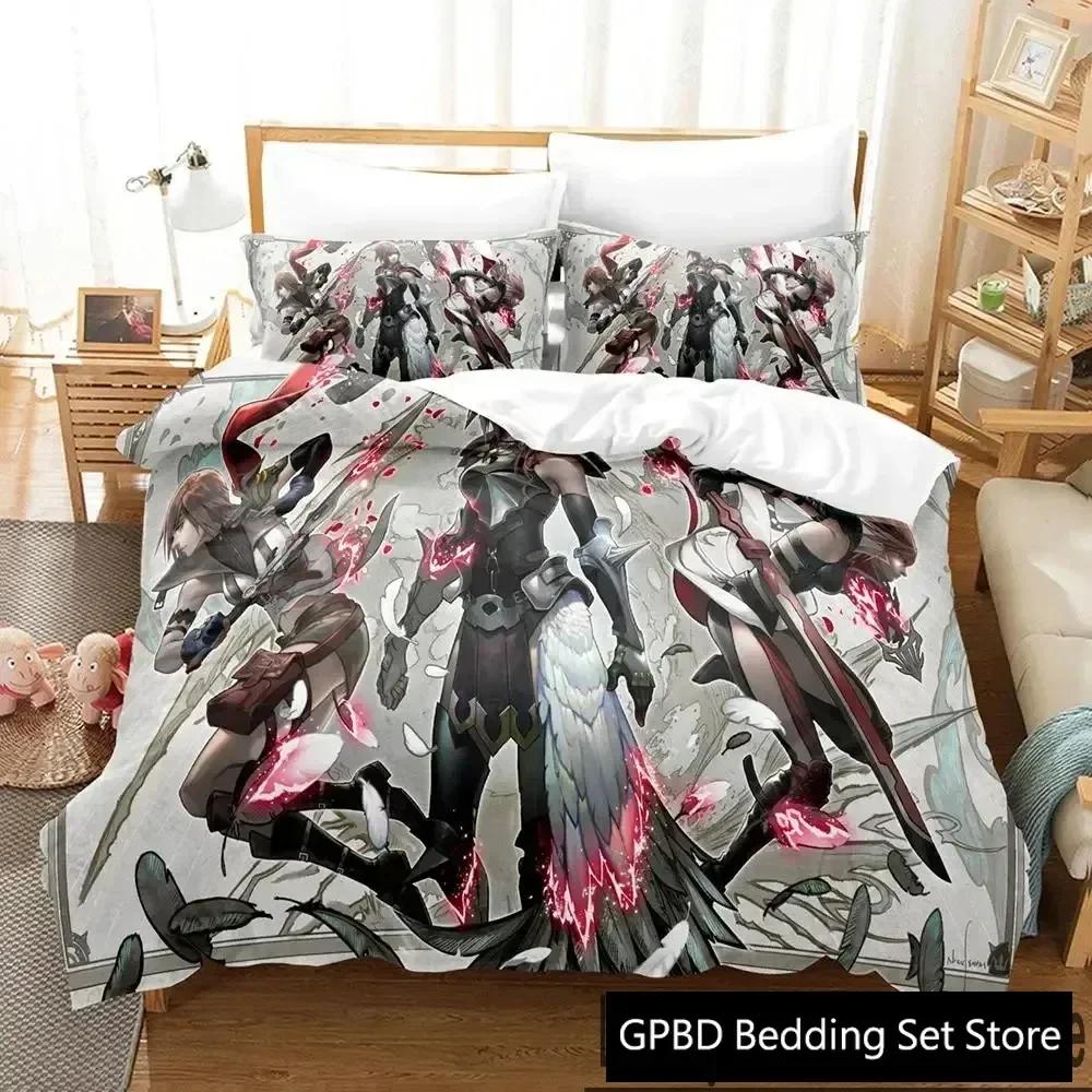Anime Game Final Fantasy Xiii-2 Bedding Set 3D Printed Suitable For Bedroom Duvet Cover Set With Pillowcases Kids Home Textile