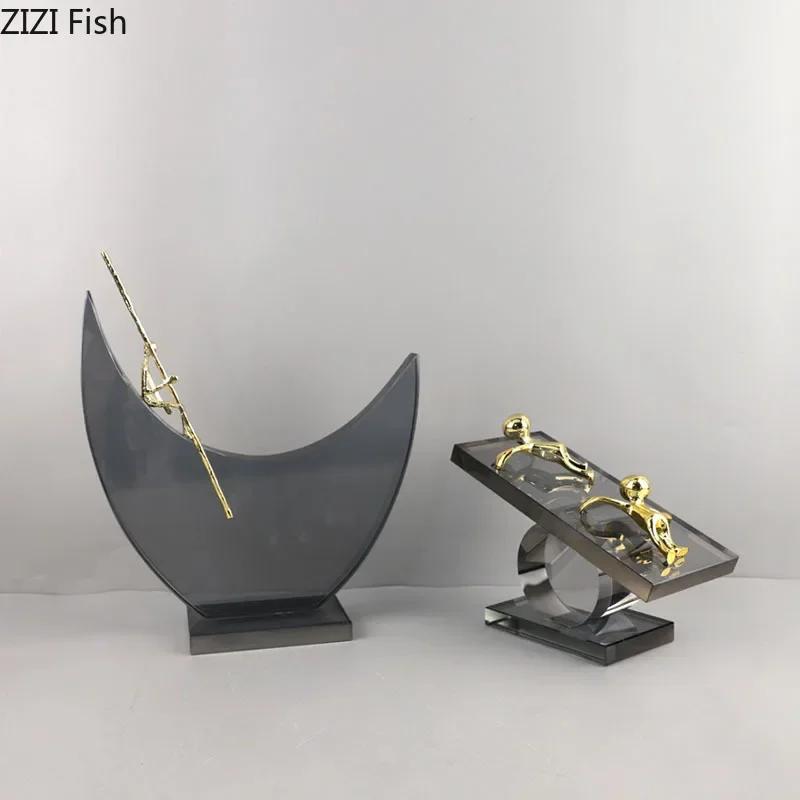 Creative Geometric Crystal Sculpture Abstract Crafts Desk Decoration Ornaments Crystal Artwork Statue Room Aesthetic Decor