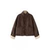 Womens Stand Collar Long Sleeve Jacket Dual-sided Wear Solid Color Casual Outerwear