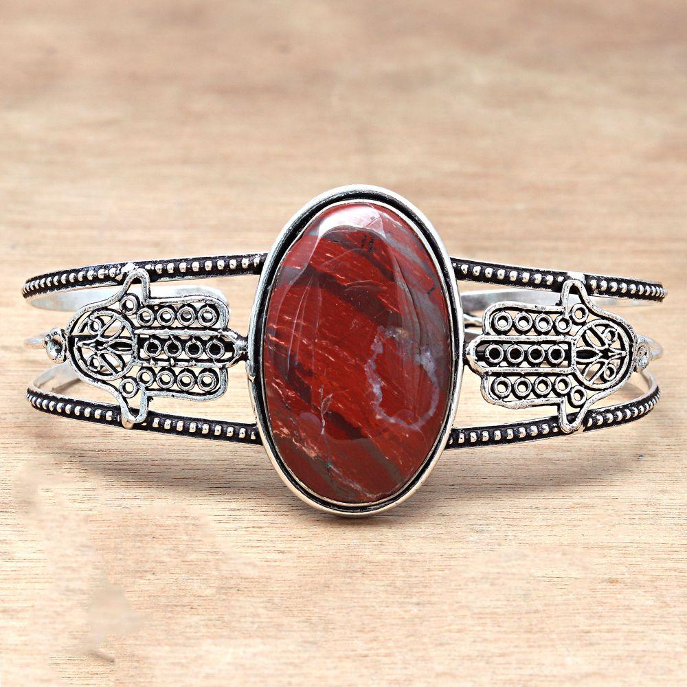 Design Jasper Edelstein Handgefertigter Silberschmuck Armreifen 7'' Verstellbar