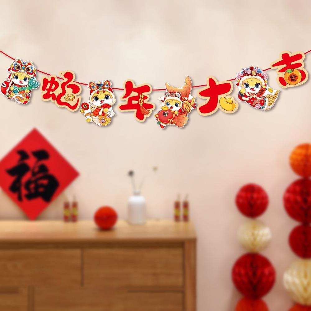Paper Pull Flag Ornament Cartoon Snake Year Banner Hanging Snake Pendant  Spring Festival