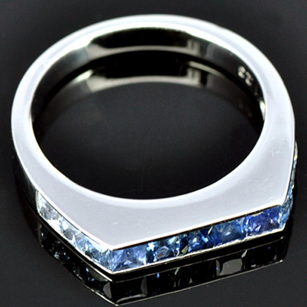 18k white gold ring, Heated Blue sapphire ring, size US6, Diameter 16.5 mm, women ring, engagement wedding ring