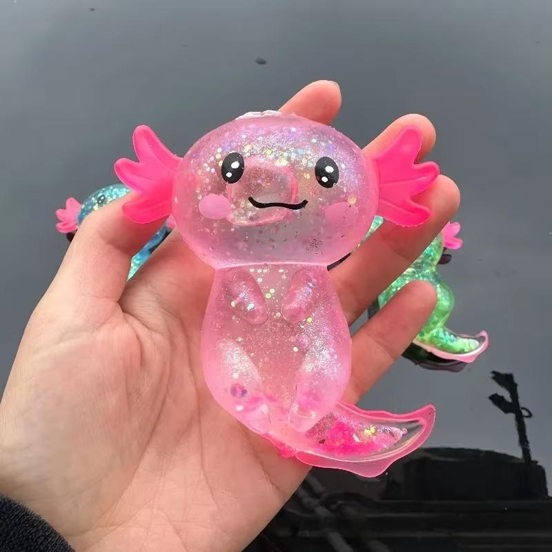Kleurrijke Axolotl Maltose Fidget Speelgoed - Rekbare Salamander Squishy Anti-Angst Cadeau roze