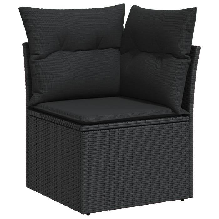 VidaXL Ensemble de Canapé de Jardin 6 Pièces avec Coussins Noir Poly Rattan Acacia 3347583