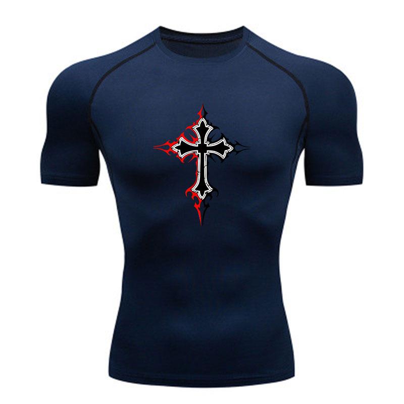 Men's Compression Fitness T-Shirt, Stylish Gothic Tribal Cro