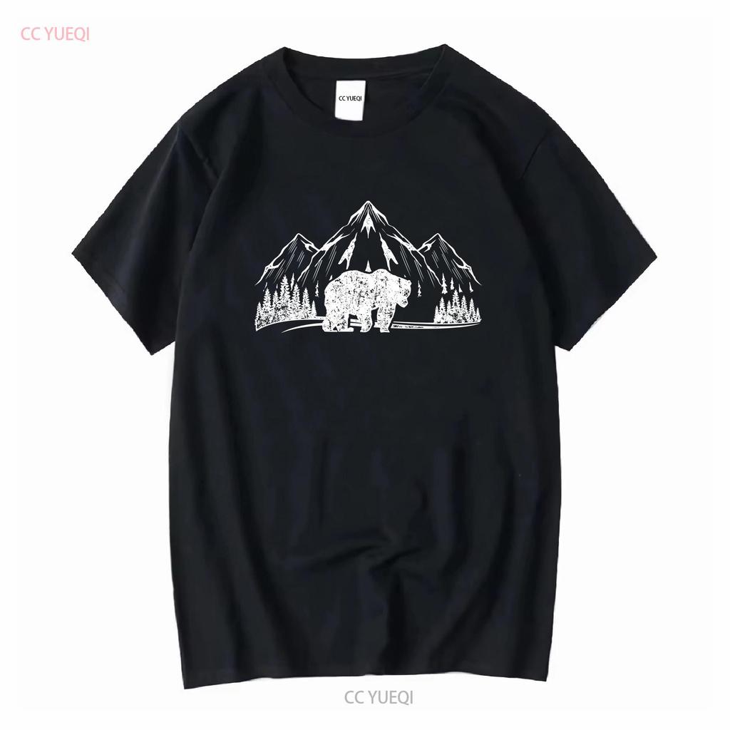 Outdoor Mountain Nature Trees Wildlife Forest Animal Bear T Shirt long or short sleeves vintage Washed Unisex Comfortable Soft