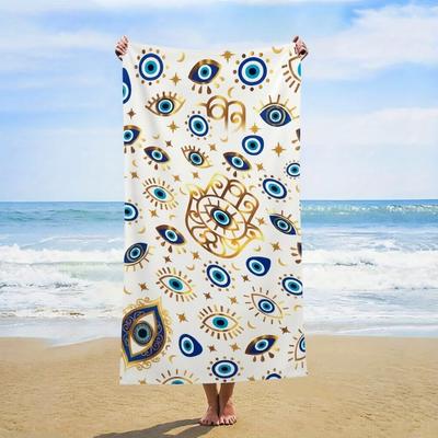1Pc Eye Pattern Beach Towel, Soft Quick-Dry Sand-Proof Portable, Skin-Friendly For Beach, Pool, Yoga, Camping, Gym