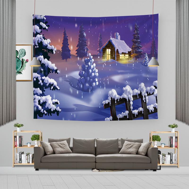 Cartoon Weihnachtsmann Wandbehang Wandteppich Frohe Weihnachten Wandteppich Hintergrundtuch Polyester Fröhliche Frohe Weihnachten Wandteppiche